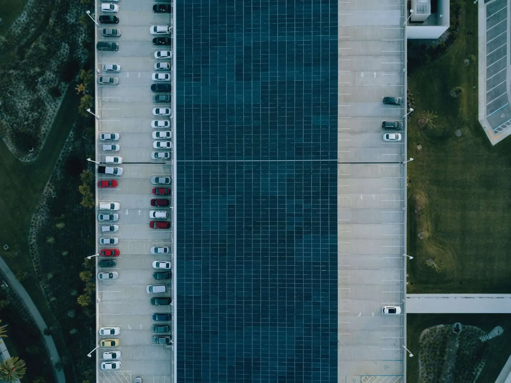bird s eye view of parking lot