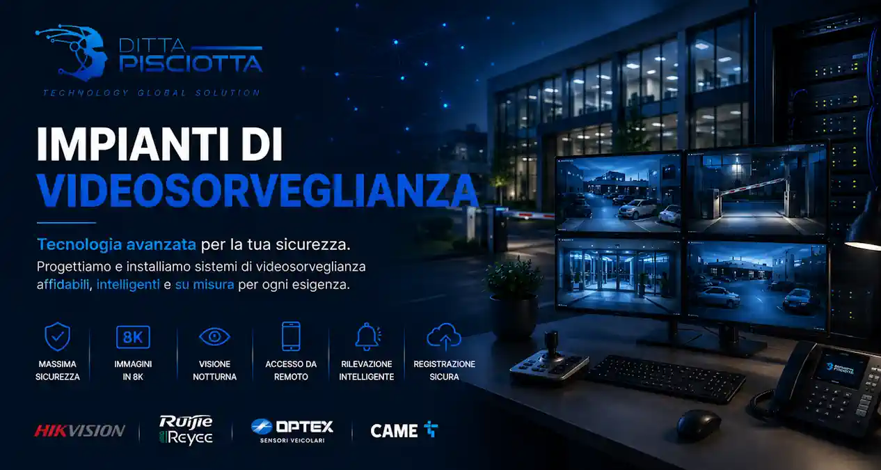 Sistema professionale di videosorveglianza progettato dalla Ditta Pisciotta